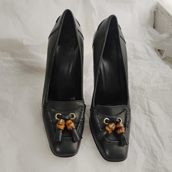 Gucci High Heel Loafers - Size 8b - Black - Leather - Picture 11 of 16
